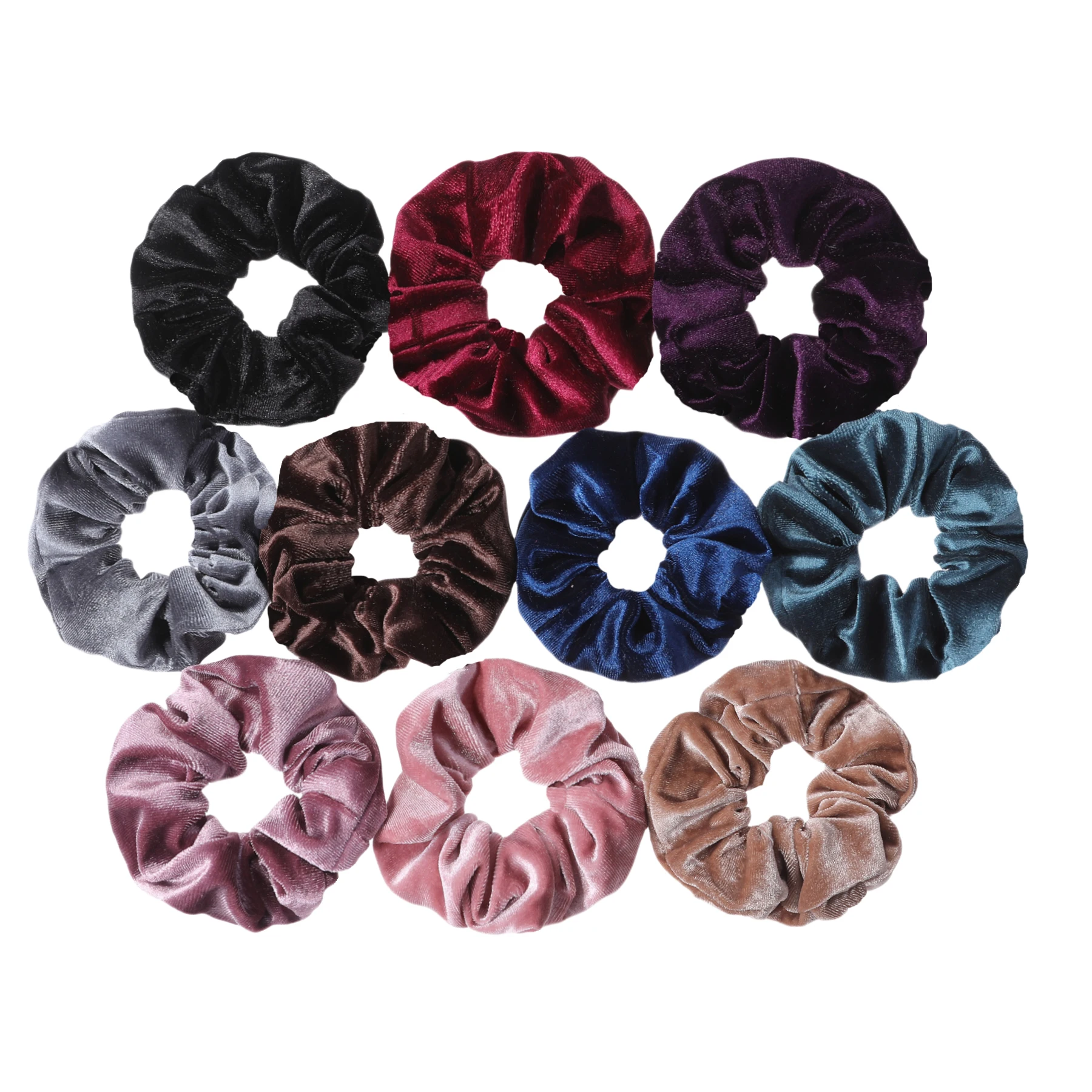 10pc/lot Scrunchies Velvet Scrunchies Hair Accessories For Women Elastic Bands Elegant Ponytail Solid Colors Beige Navy Pink