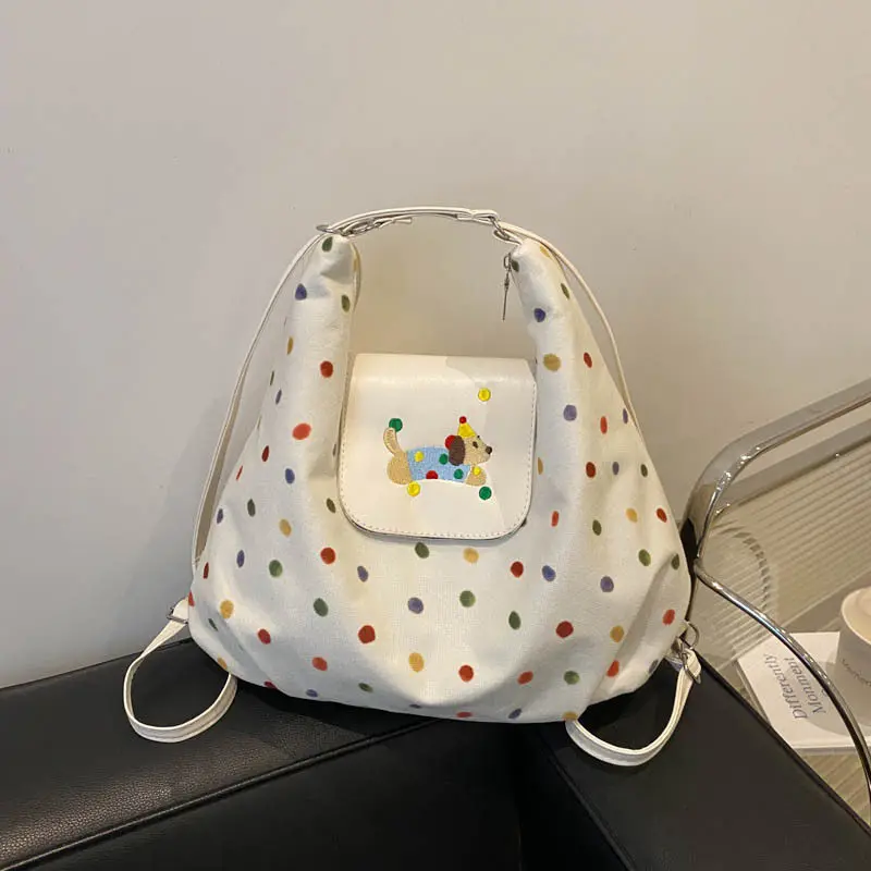 bonito-bolinhas-cao-2024-grande-capacidade-estudante-duplo-oulder-saco-commuter-crossbody-unico-oulder-sacola