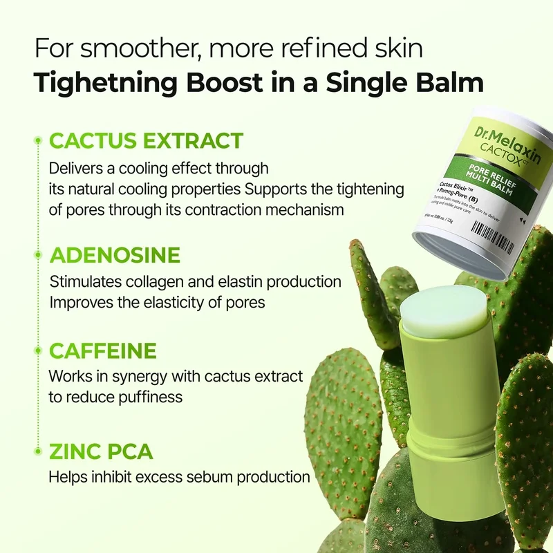 Dr.Melaxin CACTOX Multi Balm, Face Body Stick for Pores & Chafing, Cooling Relief with Cactus Extract, Korean Skincare