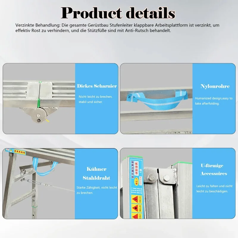 Folding Telescopic Horse Stool Multifunctional Lifting Scaffold Ladder for Indoor Decoration & Painters