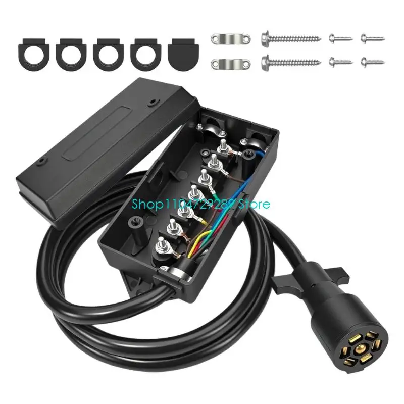 D8KE 7 Trailer Cable Harness with Waterproof Connector Universal 7 Blade Trailer Wiring for Reliable Towing Connection