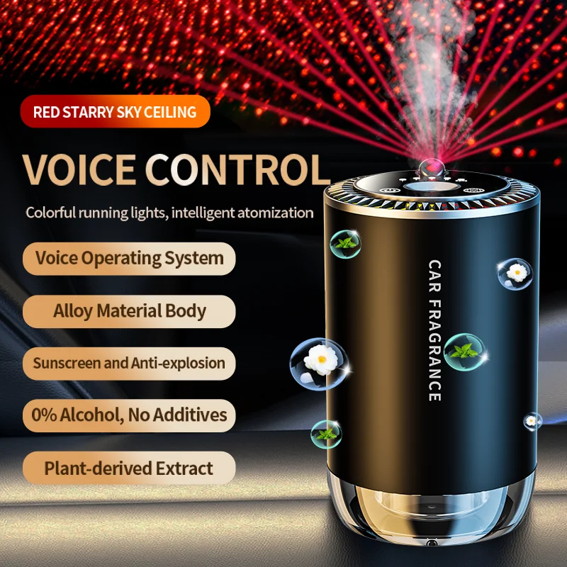 

Smart Aroma Diffuser Voice Control Auto Car Start Stop Intelligent Atomization Colorful Running Lights Quick Odor for Office Car