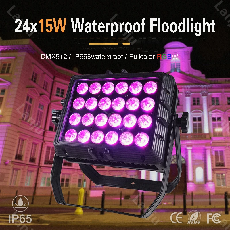 

IP65 Outdoor LED Waterproof Par Light 24x18W RGBWA UV Dyeing 6in1 Projection Lamp DMX512 Stage Wedding Party Wall Washing Lights