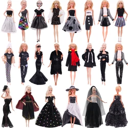 30Cm Doll Clothes Black Plush Overcoat Outfit Princess Dress Fashionable Suit For Barbies 11.8'' Doll Casual Clothing Girl Gift