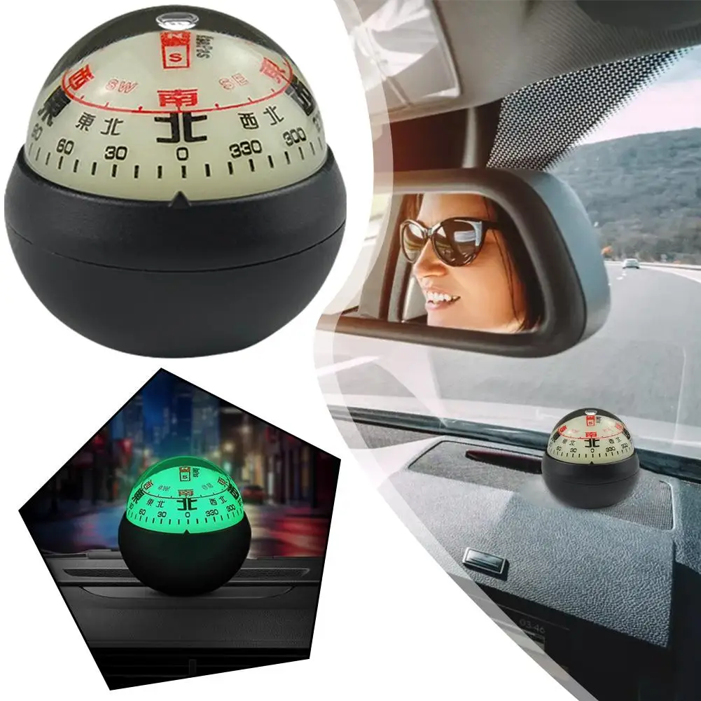 

Car Automobile Interior Decoration Guide Ball Dashboard Spherical Fluorescent W/E/N/S Decoration Shape Anti Lost V1B8
