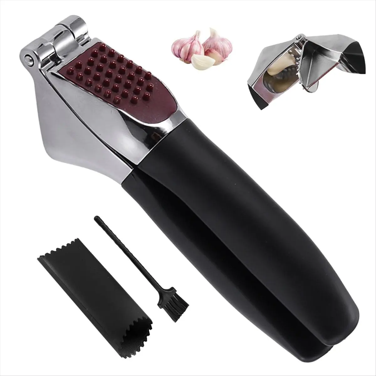 2026 Trend Garlic Press Made of Zinc Alloy Manual, Includes Cleaning Brush, Extra Robust and Stable - Exclusive for Kitchen