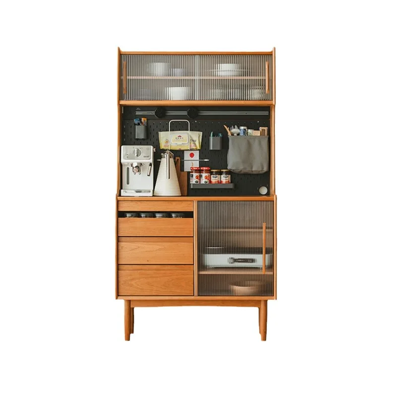 

Side cabinet cherry solid wood Japanese coffee corner tea small apartment storage integrated cabinet against the wall