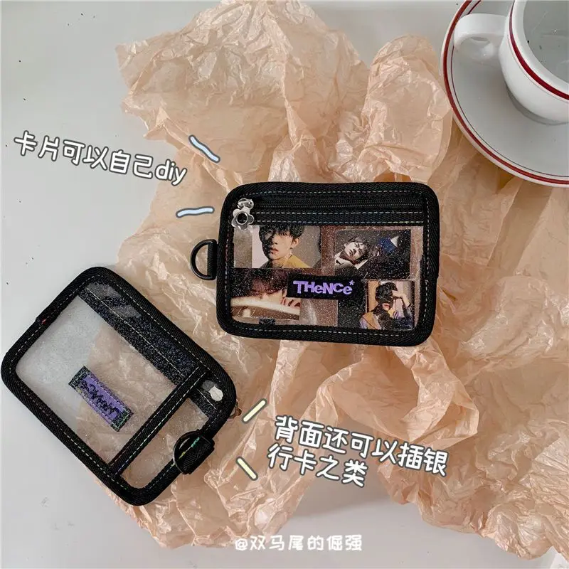 1 Piece Korean Fashion Photocard Holder for Girl Black Color Cool Sweet Coin Purse Shiny ID Card Holder Cute School Supplies