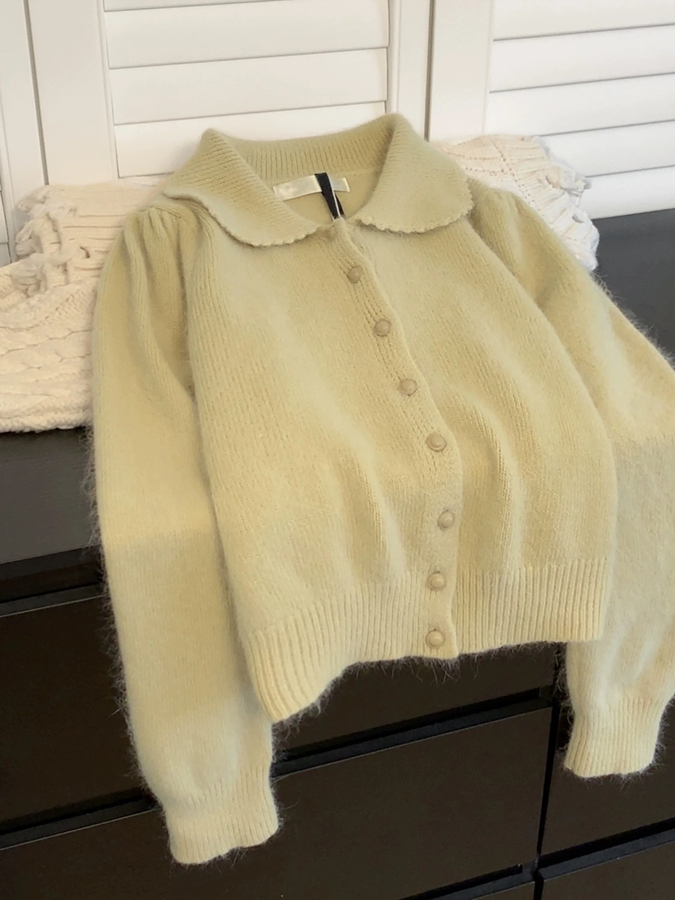 Sweater Coat Red Women's Short Lapel Cardigan Autumn and Winter Inner Wear Fashionable All-Match Loose Pure Color Thickened Warm