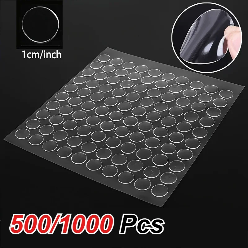 500/1000 PCS Invisible Circular Double-Sided Adhesive Dots Suitable for Multi-purpose Use Posters clothing Balloon Decorations