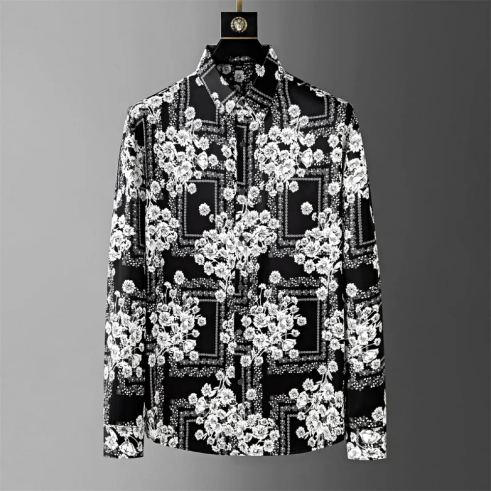 

Luxury Crown Printed Shirt Men's Long Sleeve Casual Shirt High Quality Fashion Trendy Plus Size Men's Clothing XS-6XL Quick Ship