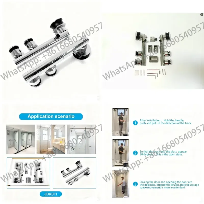 Bathroom Shower Corner Sliding Glass Hardware Stainless Steel Folding Glass Door System Set Accessories for Bathroom Screen