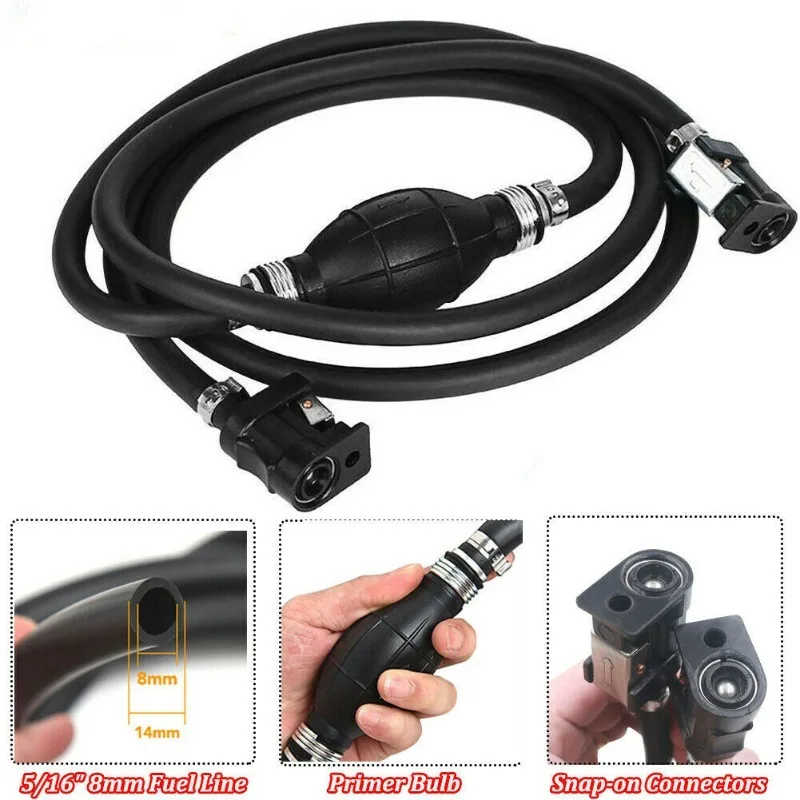 

1.9m Outboard Fuel Line Kit 6mm 8mm Fuel Hose Assembly with Primer Bulb for Boat Motor Marine Engine Accessories