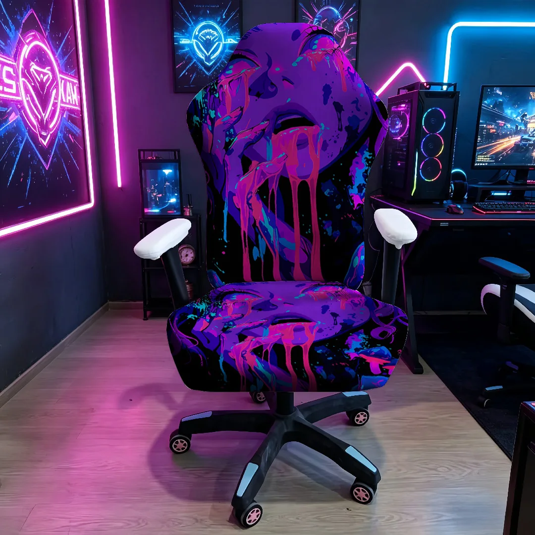 Cyberpunk E-sports Chair Cover, High-Elastic E-sports Office Chair universal Chair Cover, Animation Character Pattern
