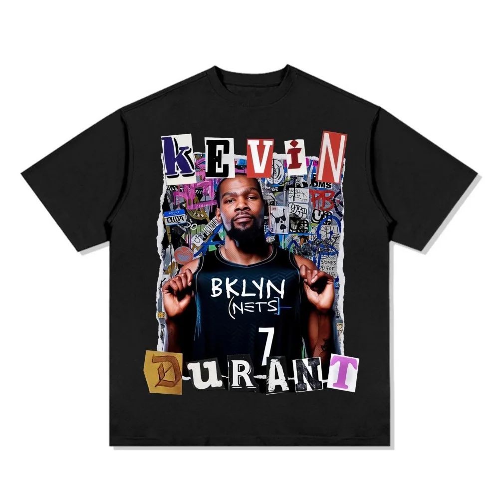 

2025 New Kevin Durant Print Cotton T-shirt Vintage Short Sleeves Sports Basketball Fans Training Tees Summer Men's T-shirt