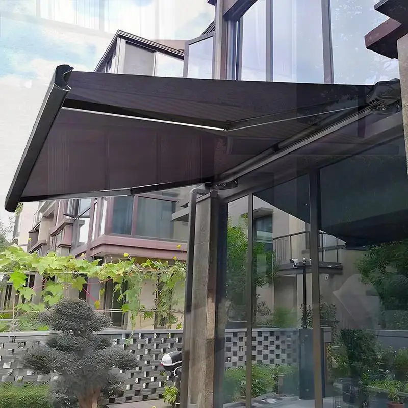 

Full Box Retractable Electric Awning Automatic Motor Patio Sunshade Outdoor Canopy Waterproof UV Protection Garden Terrace Beach