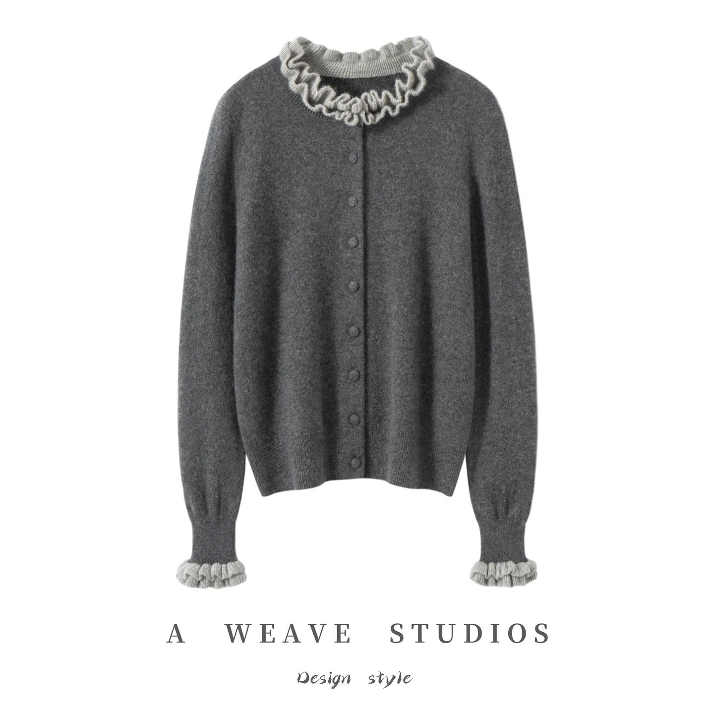 Women's Cashmere Cardigan Gray Navy Brown