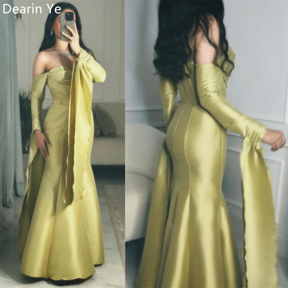 Customized Prom Dress Evening Dearin Off-the-shoulder Mermaid Floor Length Open Back Skirts Draped Bespoke Occasion Dresses Form