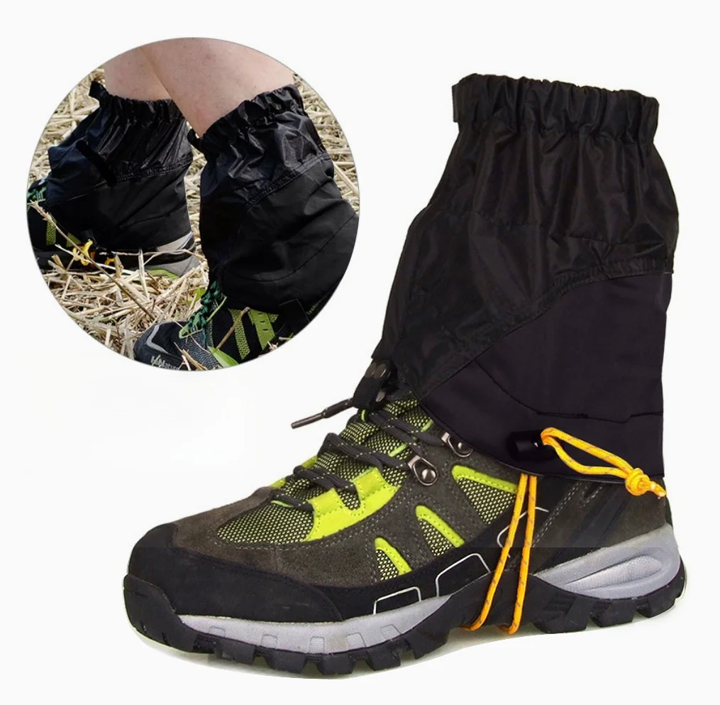 Waterproof Gaiters for All Season Outdoor Activities Including Trekking Camping and Fishing Using Silicone Coated Nylon