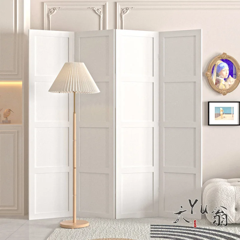 Pure white screen folding living room mobile modern office hotel entrance partition photography cream style folding screen