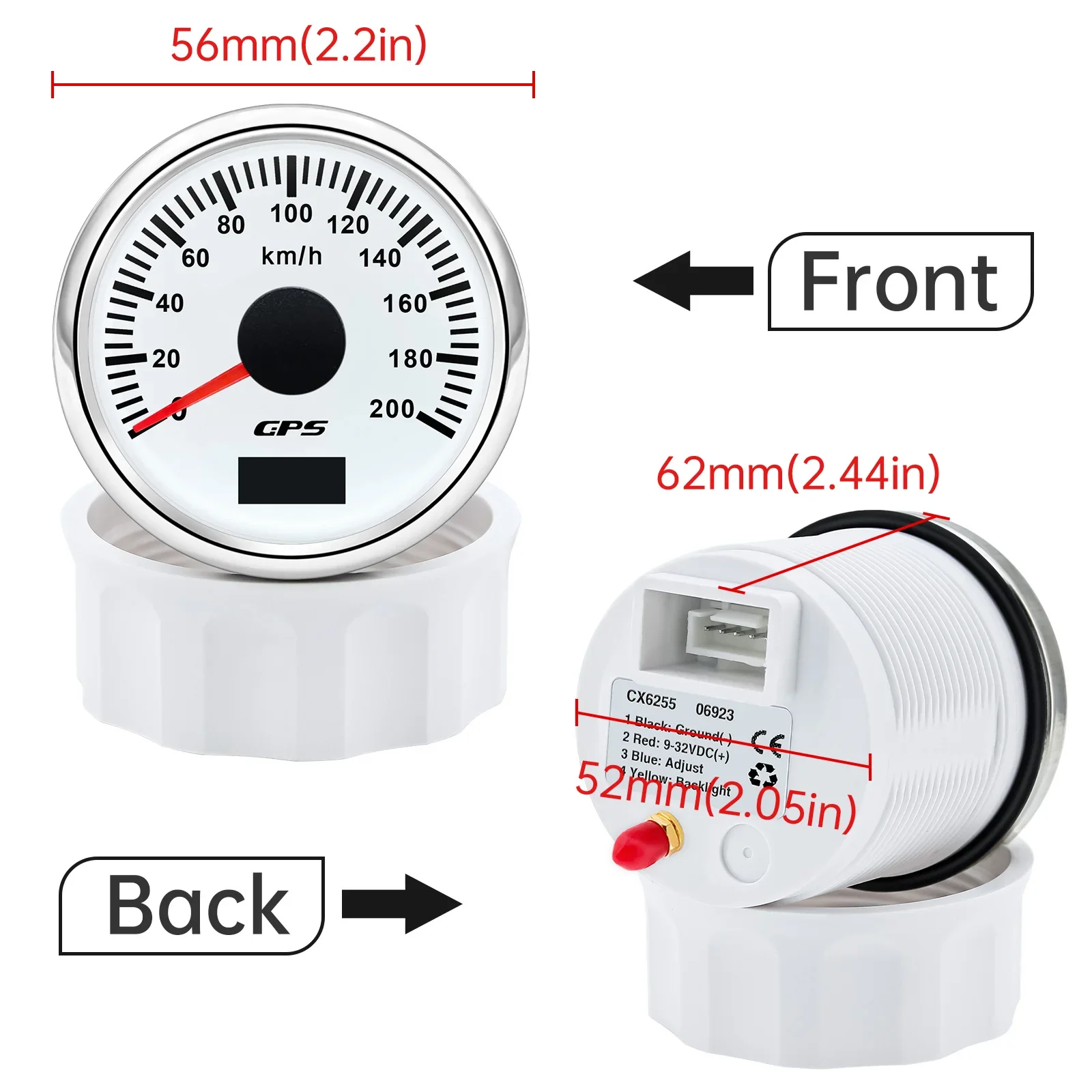 52MM Digital GPS Speedometer Gauge+Antenna Odometer 7 Color Backlight Universal for 12V 24V Car Boat Marine Motorcycle Yacht
