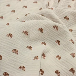 Breathable Double layer Cotton Crepe Fabric Print Cotton Crepe Fabric for DIY Sewing Quilting Patchwork Baby Cloth Rainbow