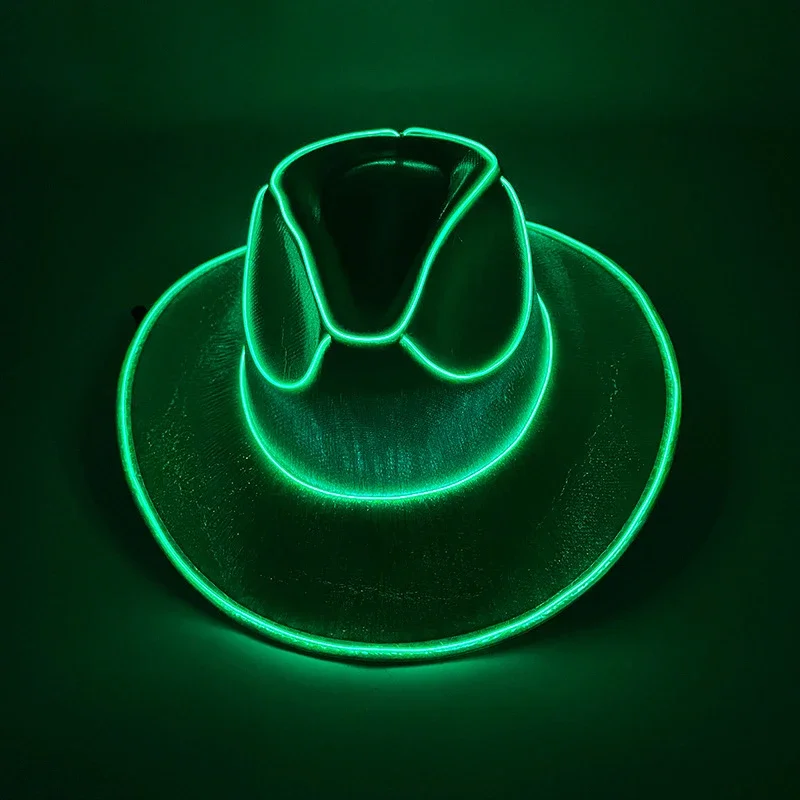 Party LED Fluorescent Colorful Cowboy Hat Club Nightclub Disco Western Cowboy Hat Glowing Cowgirl Cap for Cosplay Festival Decor