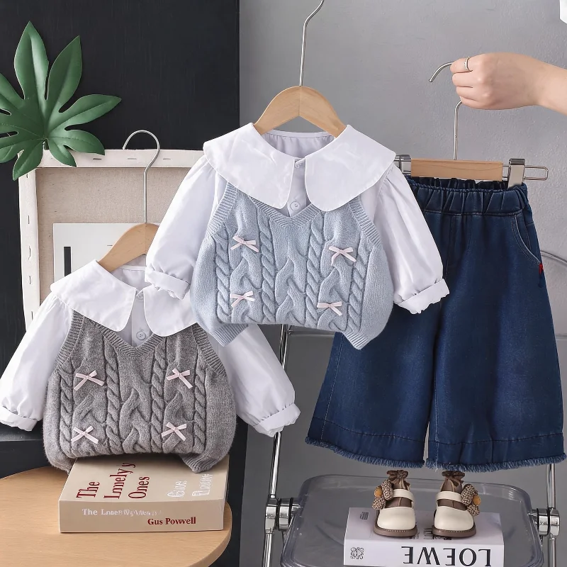 New Autumn Baby Clothes Suit Children Vest Shirt Pants 3Pcs/Sets Kids Girls Clothing Infant Casual Costume Toddler Tracksuits