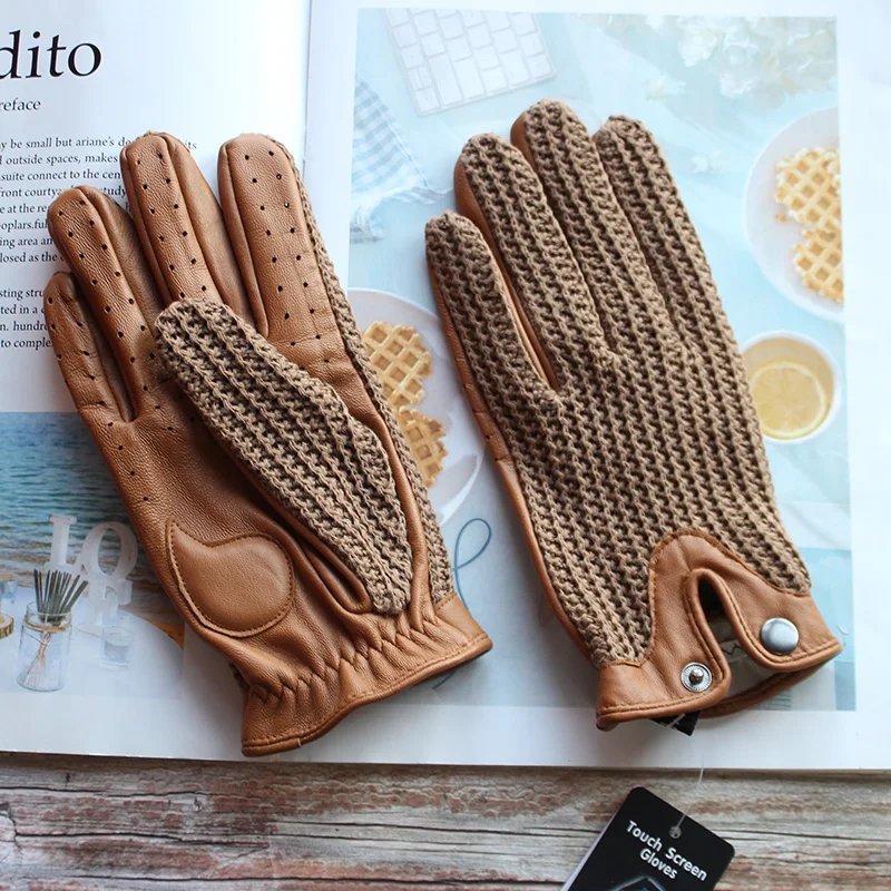 high-quality-new-leather-men's-driving-non-slip-gloves-touch-screen-sheepskin-knitted-breathable-riding-motorcycle-gloves