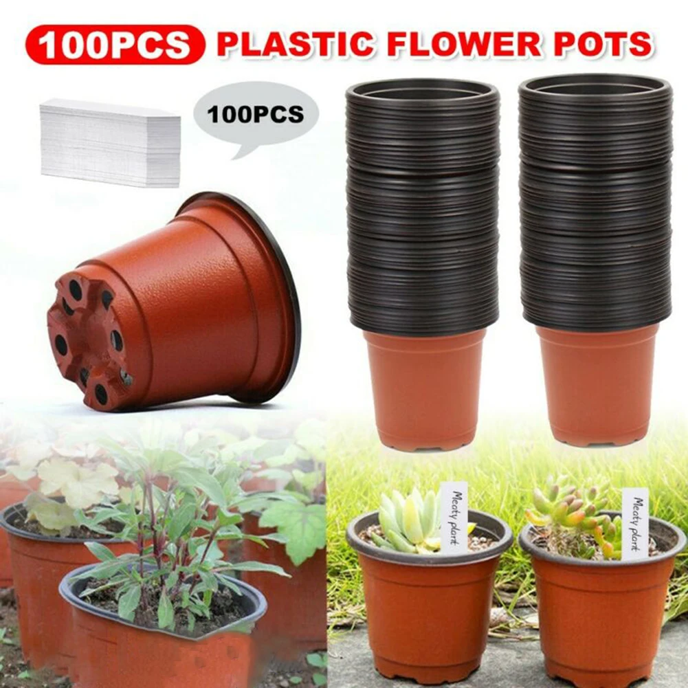 Growing Flower Pots Living Outdoor Yard 100PCS Containers Decoration Garden Home Nursery Plant Plastic Vegetable