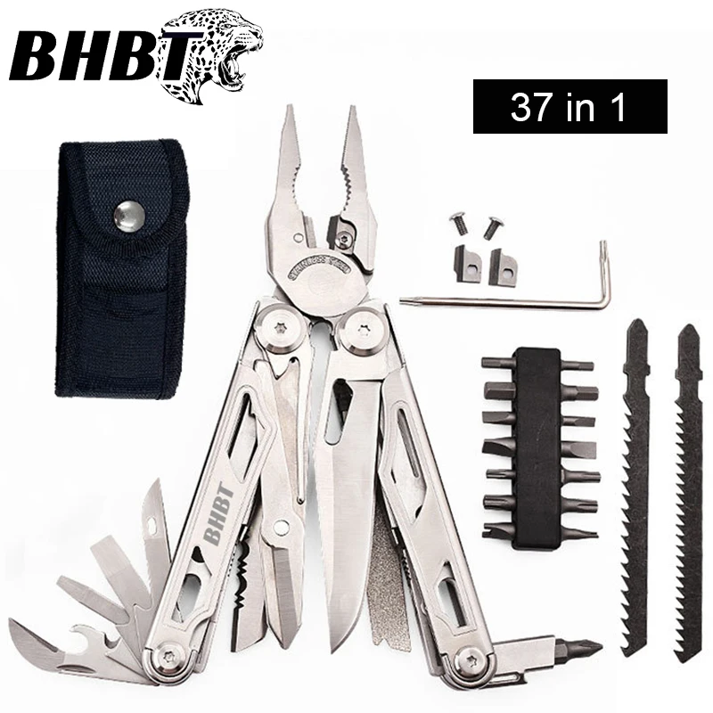 BHBT 37 in 1 Multitool Pliers Folding Multi Tool With Replaceable Saw Blade Portable EDC Outdoor Hand Tools