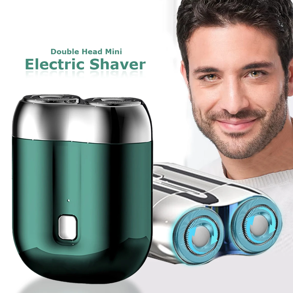 Portable Wireless Double Electric Shaver Detachable Mini Shaver with Digital Display Beard Razor Type-C Charging Travel Razor