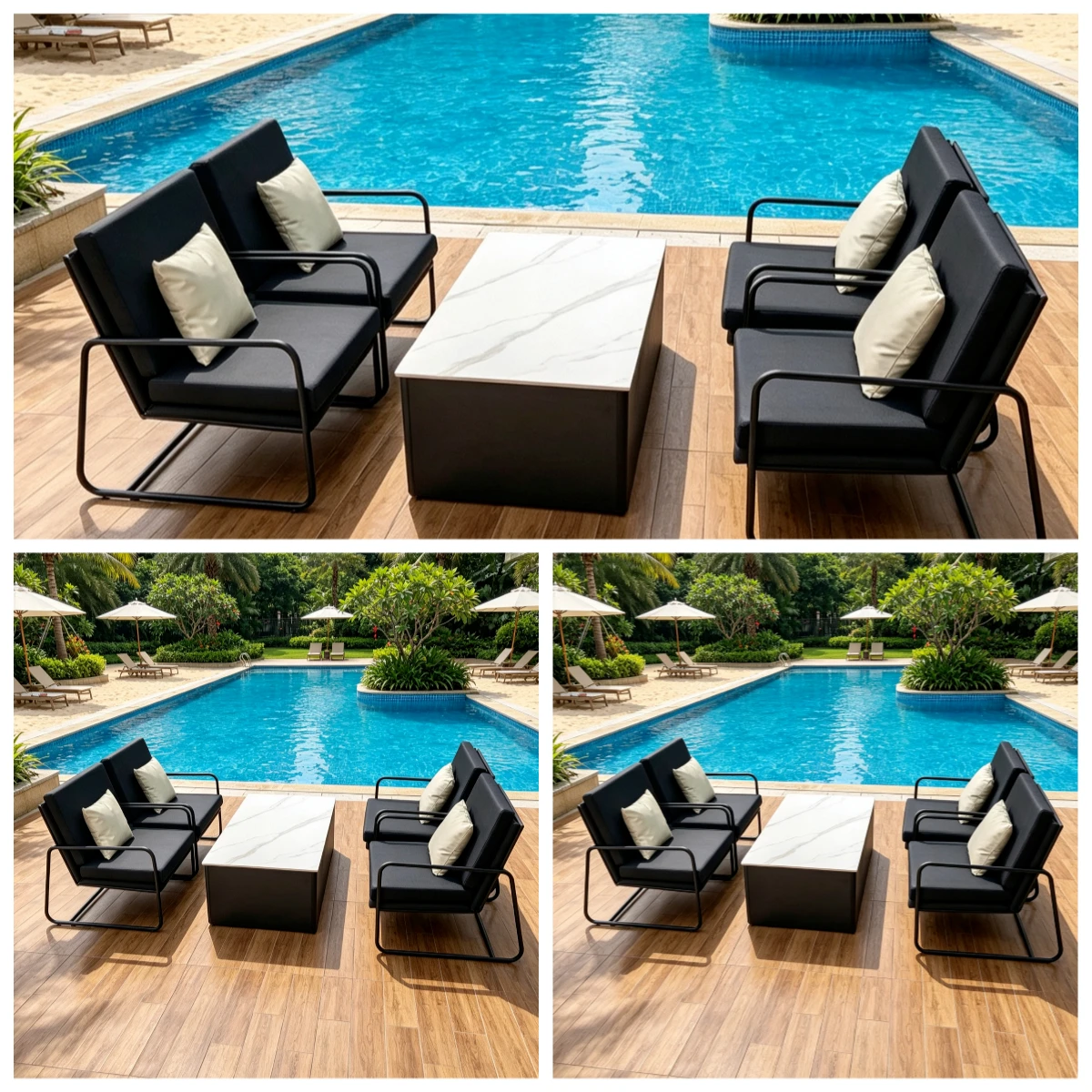 LLY Outdoor Leisure Sofa Table and Chair Combination Set Villa Courtyard Open-air Hotel Clubhouse Waterproof and Sunscreen