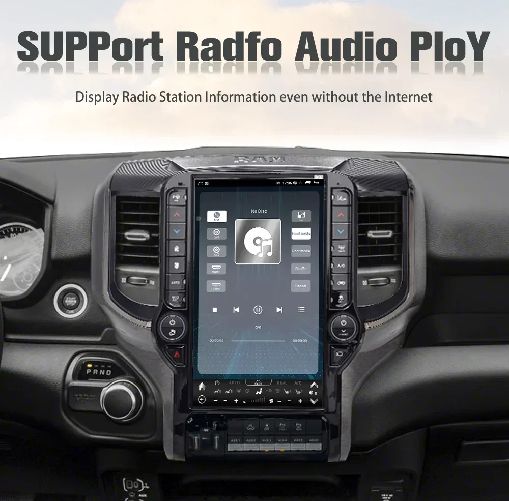 13.6 بوصة أندرويد 13 راديو السيارة ل دودج رام 1500 2500 3500 2019 - 2022 الوسائط المتعددة السيارات مشغل استريو شاشة تعمل باللمس GPS رئيس وحدة