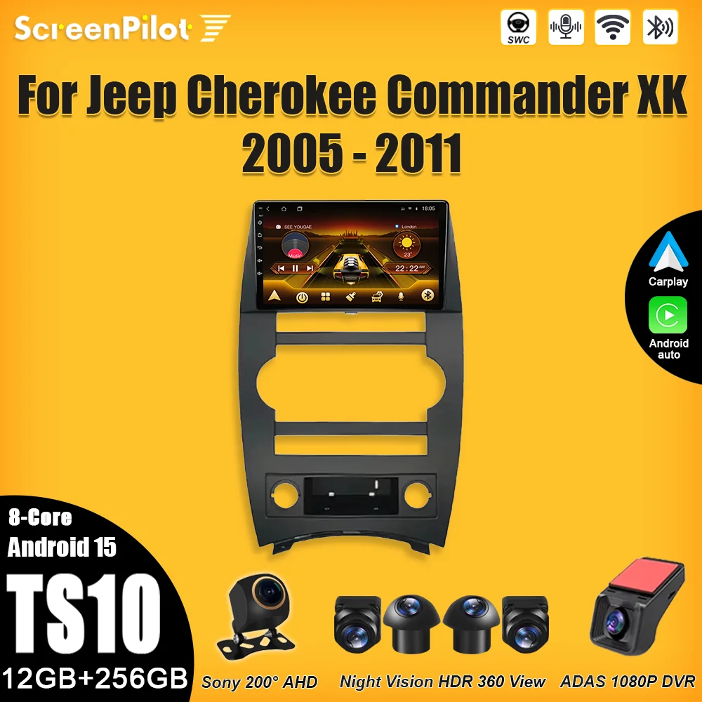 

Android 15 for Car Radio Jeep Cherokee Commander XK 2005 2006 2007 2008 2009 2010 2011 Multimedia Video Player Carplay 8 Core 5G