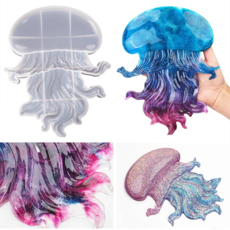 

YUYU Jellyfish Moulds Transparent Material Epoxy Mold Making Craft for Birthday Gift Casting Making for Creative Ocean Creatu