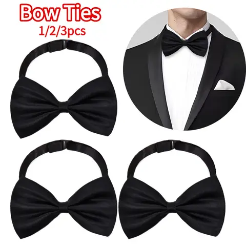 Bow Ties For Men Butterfly Party Wedding Bow Tie Black Bowknot Bowtie Adjustable Classic Tie Bowtie Wedding Bowtie 1-3pcs
