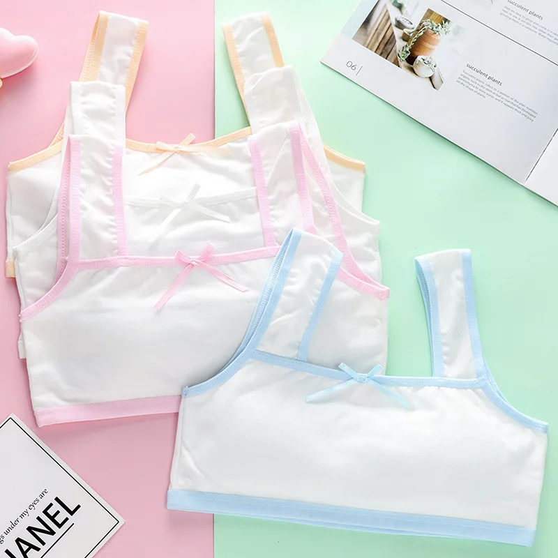 Girl's Bra Vest with Widened Shoulder Straps for Comfort Builtin Cotton Clip for Anti Bulge Points Student Development Underwear