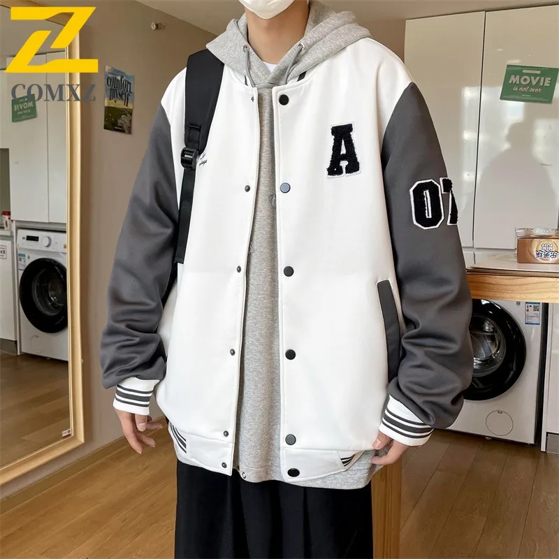 

COMXZ 2023 Mens Cardigan Hoodie Long Sleeve Loose Spring Autumn Casual Sport Coat Jacket Zipper Stand Collar Thin Top