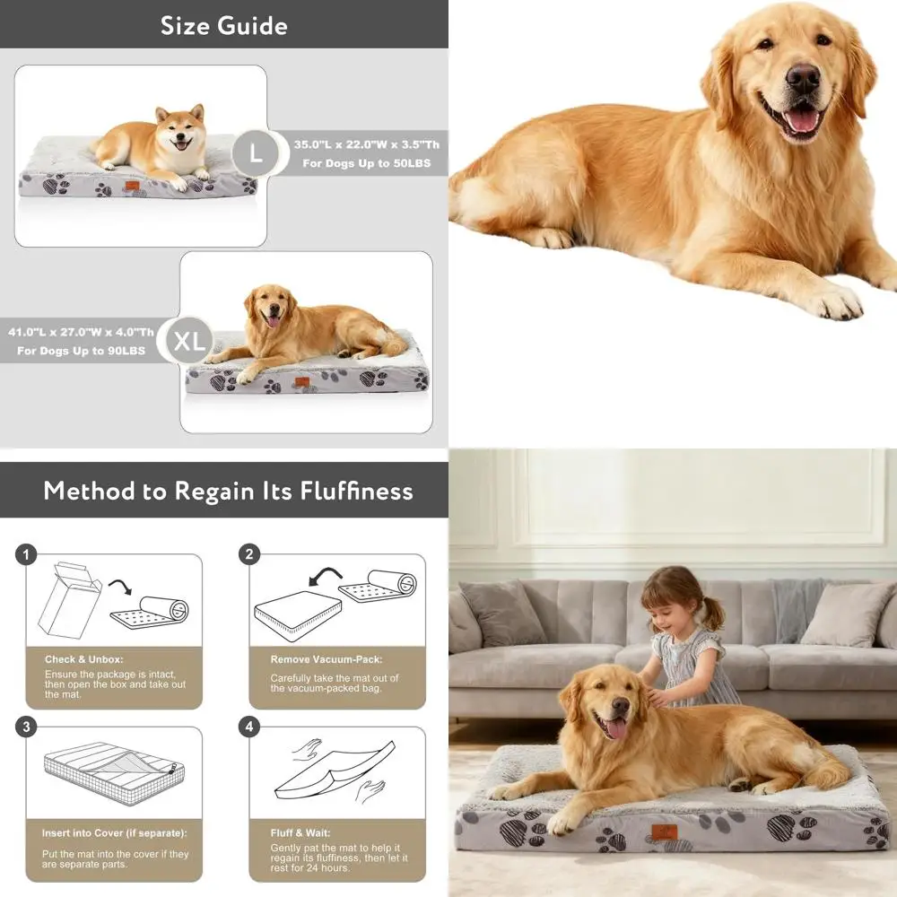 

Ergonomic Waterproof Orthopedic Dog Bed for XL Dogs - 41x27x4 Removable Cover, Plush Cushion, Christmas Red