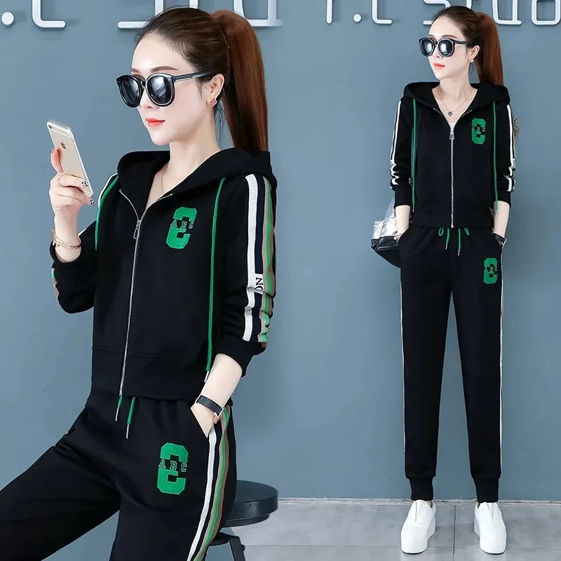 Leisure Sportswear Set Women's Spring Autumn 2022 New Fashion Top Loose Large Hooded Long Sleeve Two-piece Set