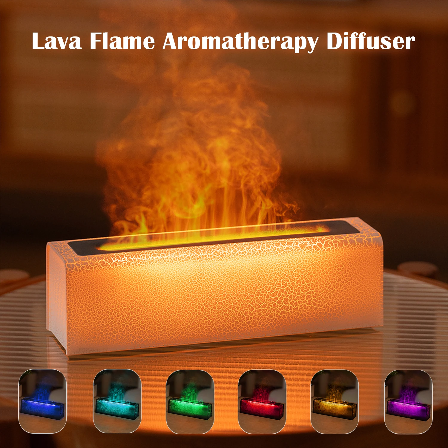 Vissko 7Colorful Flame Diffuser USB Air Humidifier Aromatherapy Essential for Bedroom Yoga Home Oil Diffuser Fragrance Diffuser