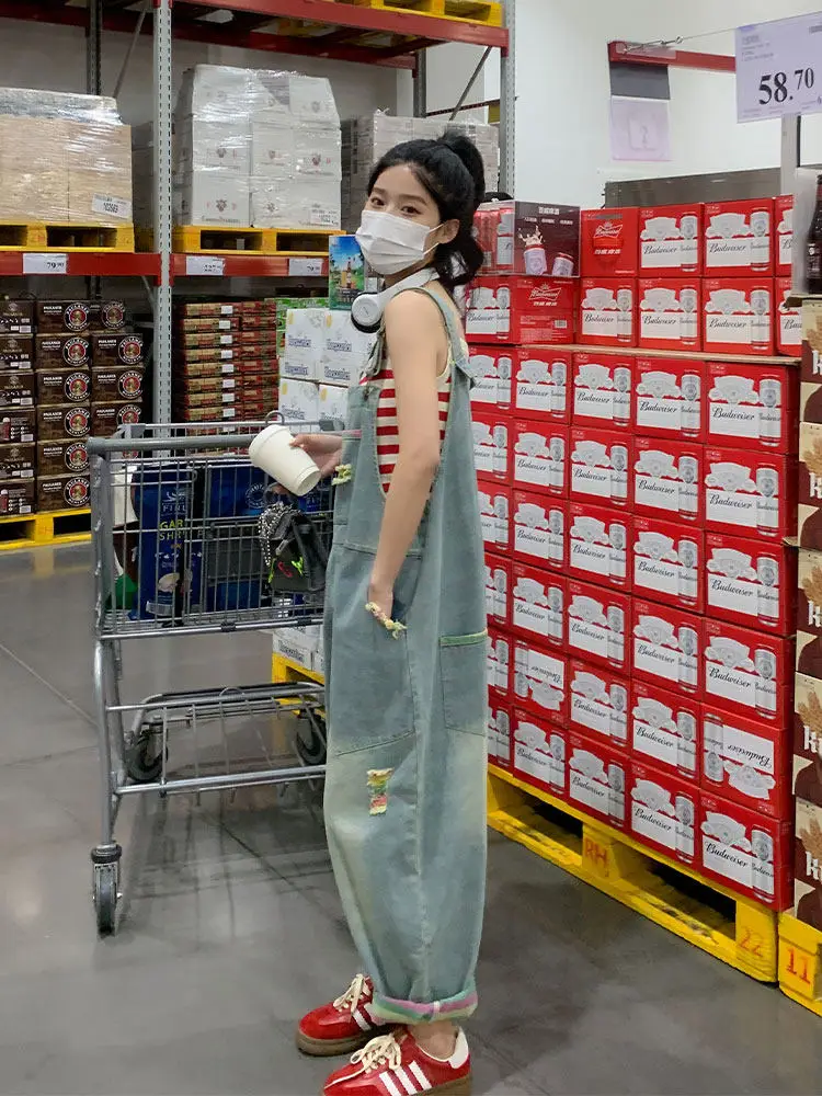 2026 Summer New Women's Denim Overalls Workwear Loose Straight Leg Pants