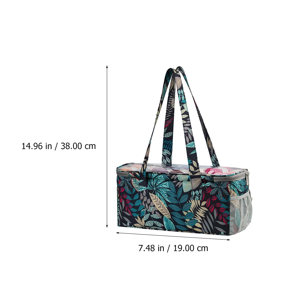 

Leaf Handbag Yarn Storage Bag Knitting Tool Organizer Tote Bags Portable Crochet Case Shopping Bag Wear Resistant Multi Pockets