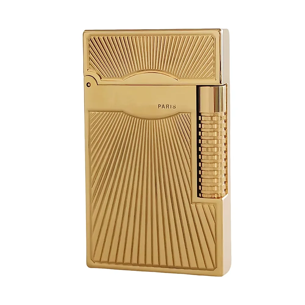 Dupont Gas Lighter Copper Engraved Smoking Cigarette Accessories Tobacco Cigar Tools Men Gifts Collections Best Ding Sound