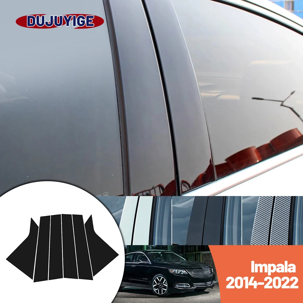 

Bright black carbon fiber door and window B C Pillar sticker suitable For Chevrolet Impala 2014-2022 2015 2016 2017 2018 2019