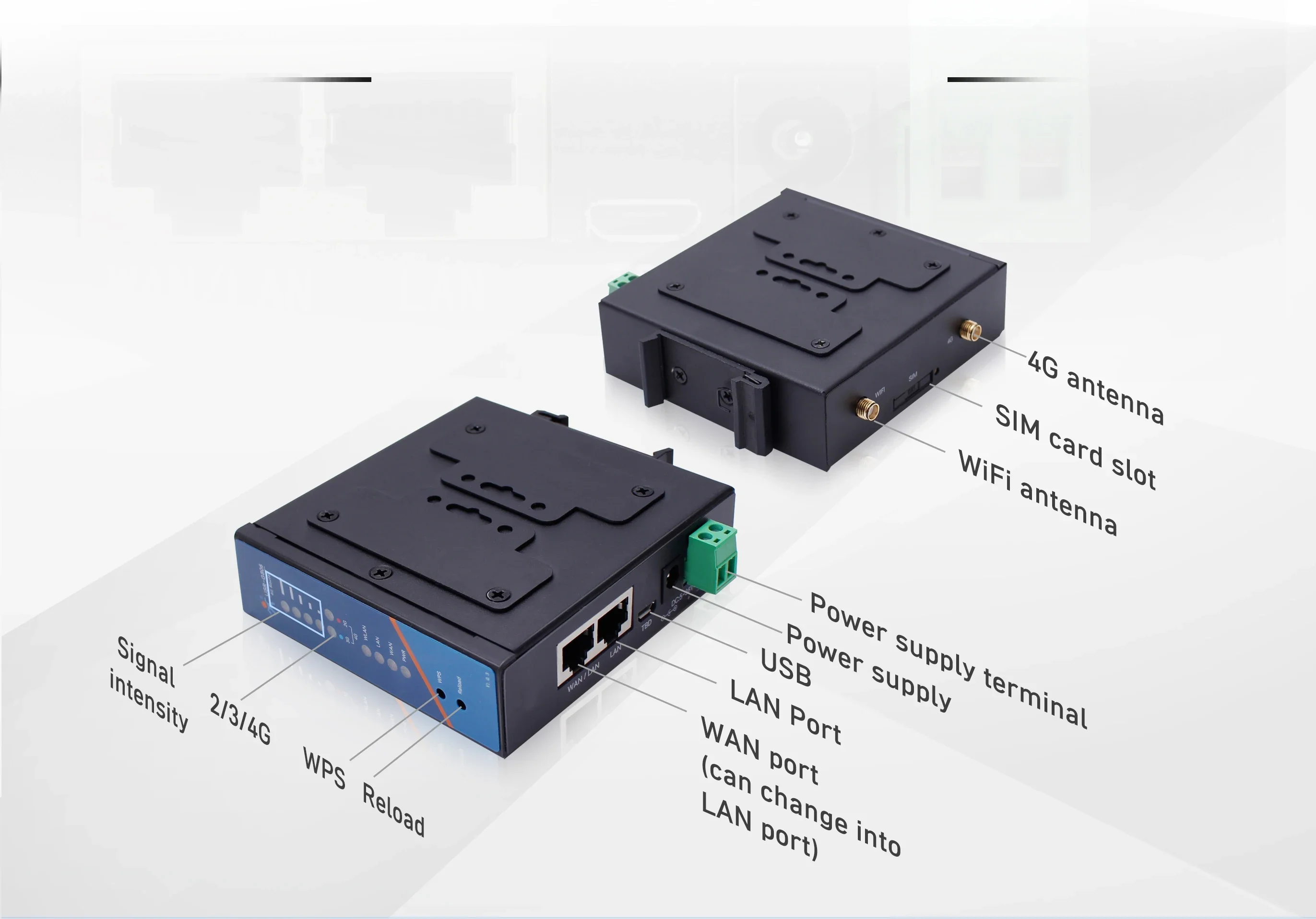 USR-G806-43 With Sim Card Slot Support PPTP L2TP IPSEC OPENVPN GRE Industrial 4g lte Router