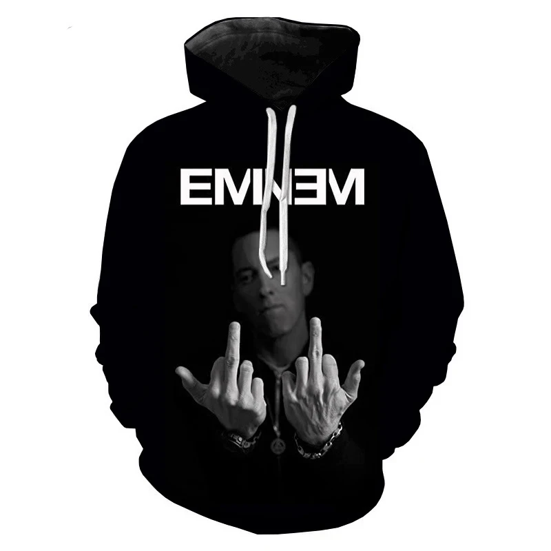 Rapçi 3D baskılı Eminem Hoodies Hip Hop uzun kollu tişörtü erkekler kadınlar için Hoodie sonbahar kapüşonlu moda kazaklar