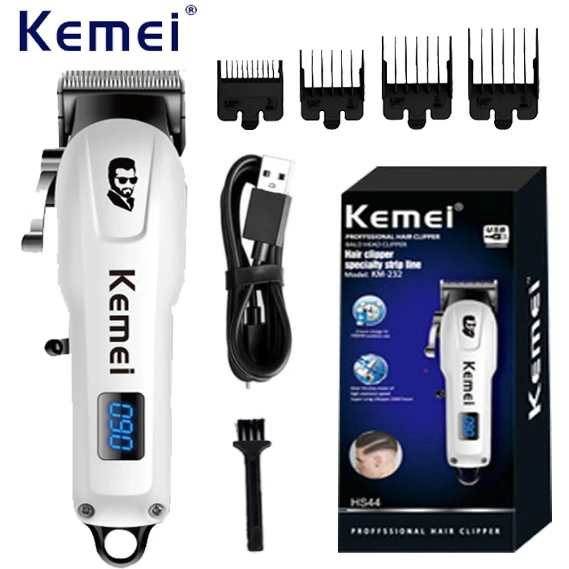 Kemei KM-232 Electric Hair Clipper with Led Display Screen Hair Cutting Machine for Men Hair Trimmer Professional Hair Cutter