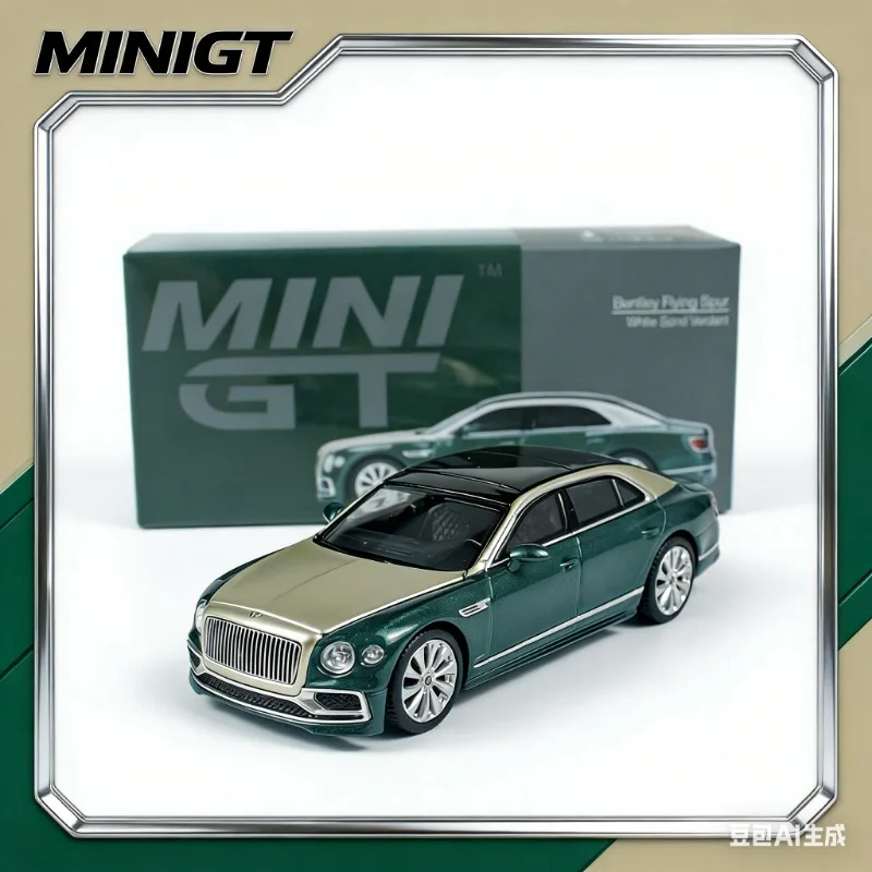 

MINIGT 1:64 Модель автомобиля Bentley Flying Spur зеленого цвета из литого сплава для коллекции взрослых, статическая имитационная декоративная модель